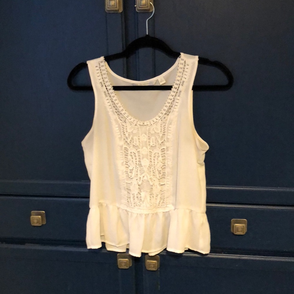 Crocheted Front White Tank